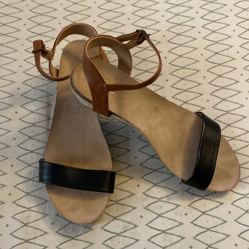 Black and Brown mini wedge heel/sandals